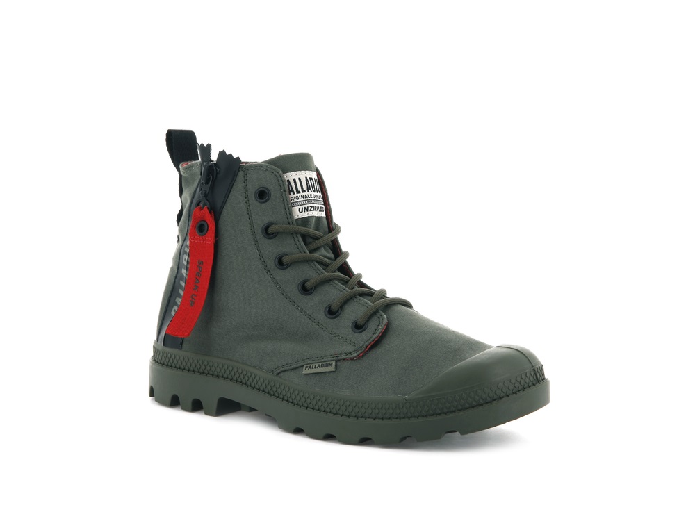 Botas Palladium PAMPA UNZIPPED Hombre Verde Oliva | Costa Rica-68059